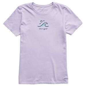 Life Is Good Women's Wave Curl Short Sleeve Casual Shirt - Lilac Purple - XL