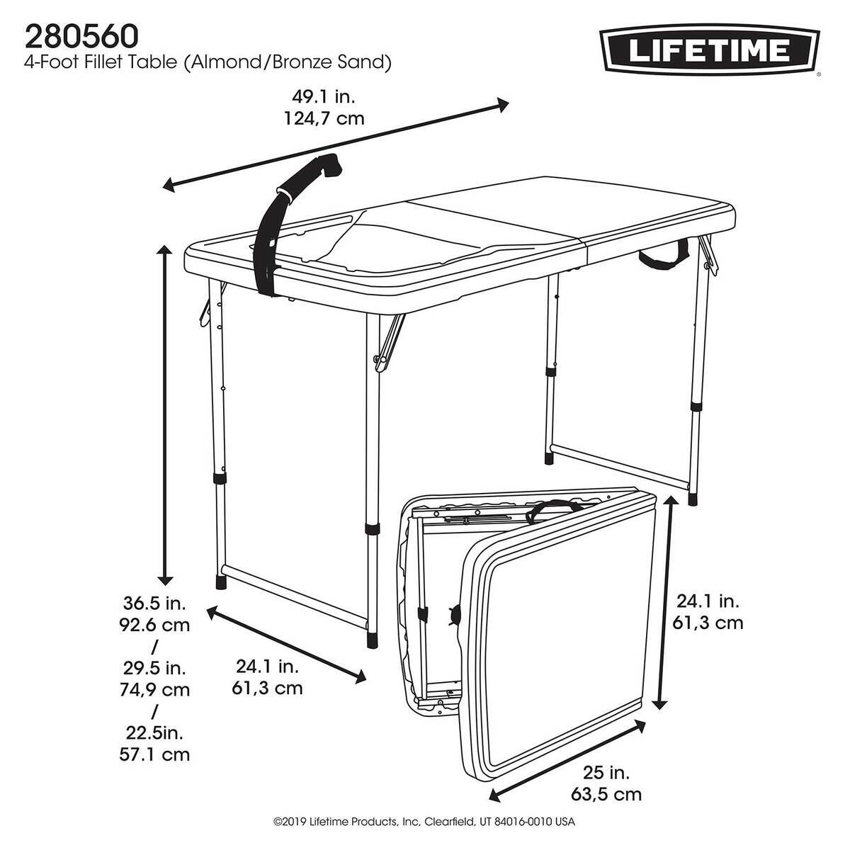 Lifetime 4-Foot Fillet Table - Almond/Bronze Sand Lifetime 4-Foot Fillet Table - Almond/Bronze Sand