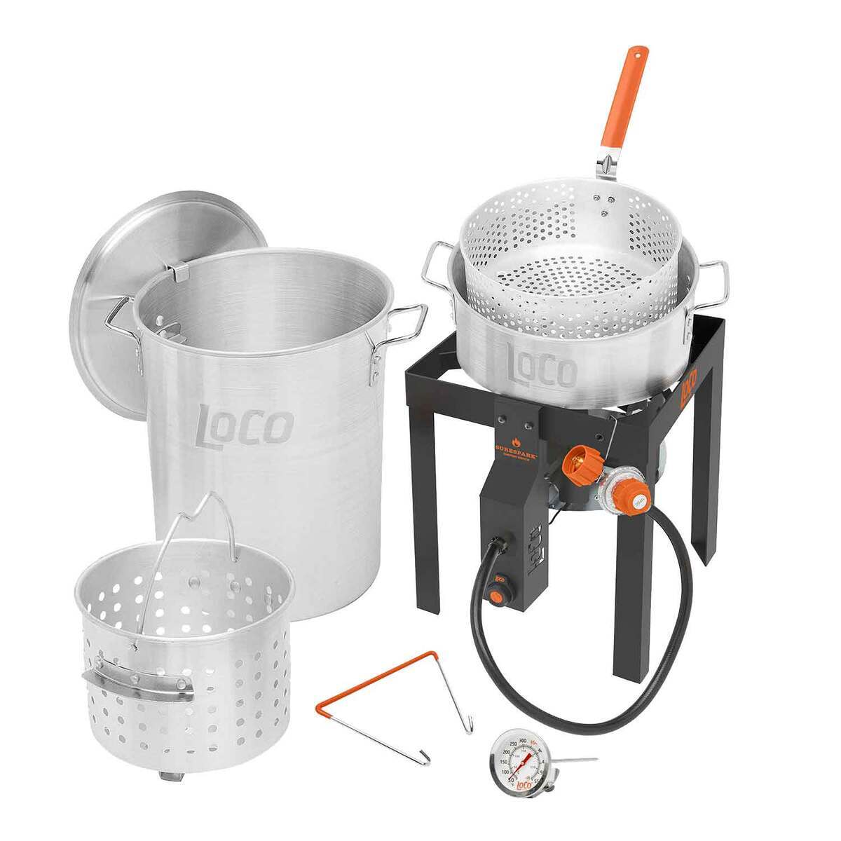 Loco Cookers 30 QT Boil Fry Steam Kit With Stand - Black Loco Cookers 30 QT Boil Fry Steam Kit With Stand - Black