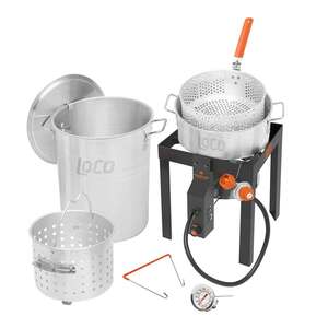 Loco Cookers 30 QT Boil Fry Steam Kit With Stand