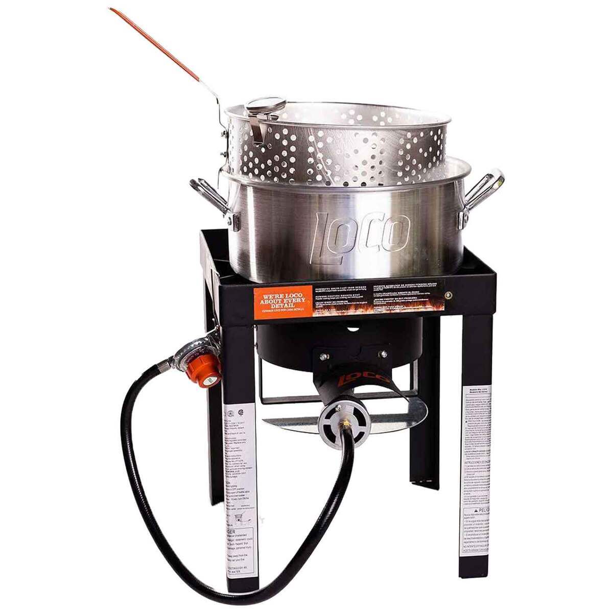 Loco Cookers 30 QT Boil Fry Steam Kit With Stand - Black Loco Cookers 30 QT Boil Fry Steam Kit With Stand - Black