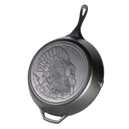 Lodge Wildlife Turkey Cast Iron Skillet - Black