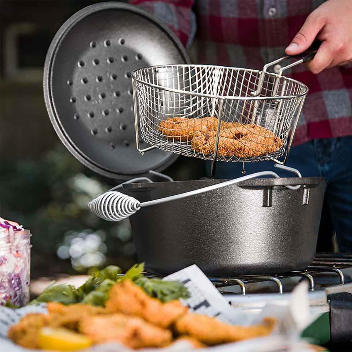 Lodge Seasoned Cast Iron Dutch Oven Frying Set | Sportsman's Warehouse