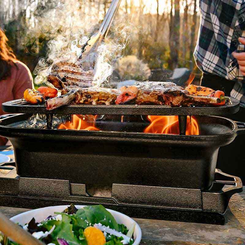 Lodge Cast Iron Sportsman's Pro Black Portable Charcoal Grill in the Lodge Cast Iron Sportsman's Pro Black Portable Charcoal Grill in the