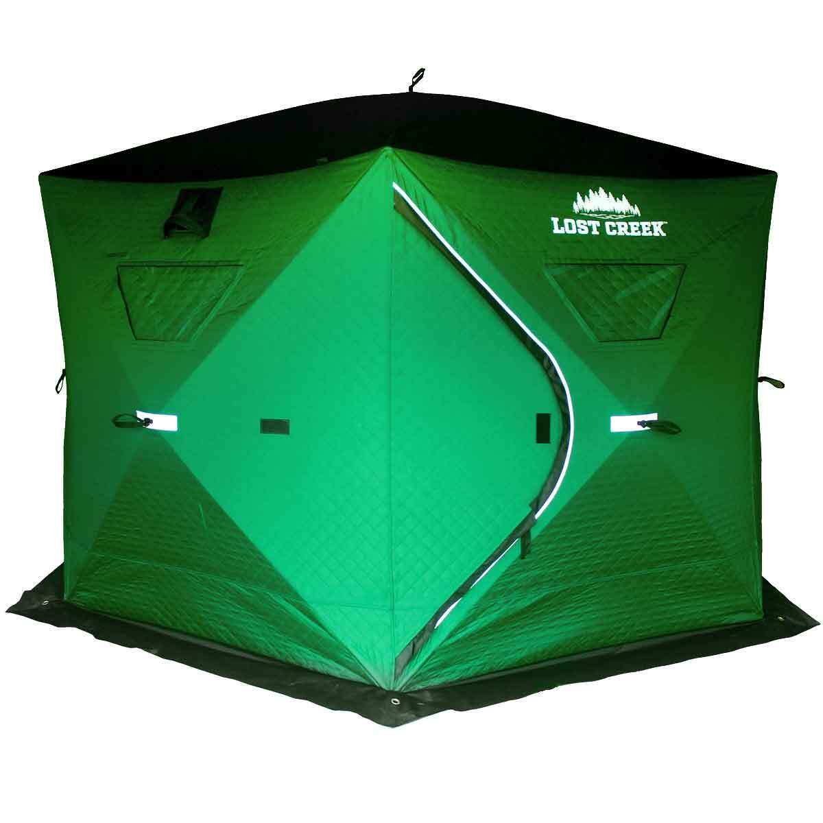 Lost Creek Gale Force 6-Man Thermal Hub Ice Fishing Shelter - Green - Green Lost Creek Gale Force 6-Man Thermal Hub Ice Fishing Shelter - Green - Green