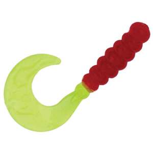 Lost Creek Fat Single Tail Grub - Red Chartreuse Tail, 2in, 10pk