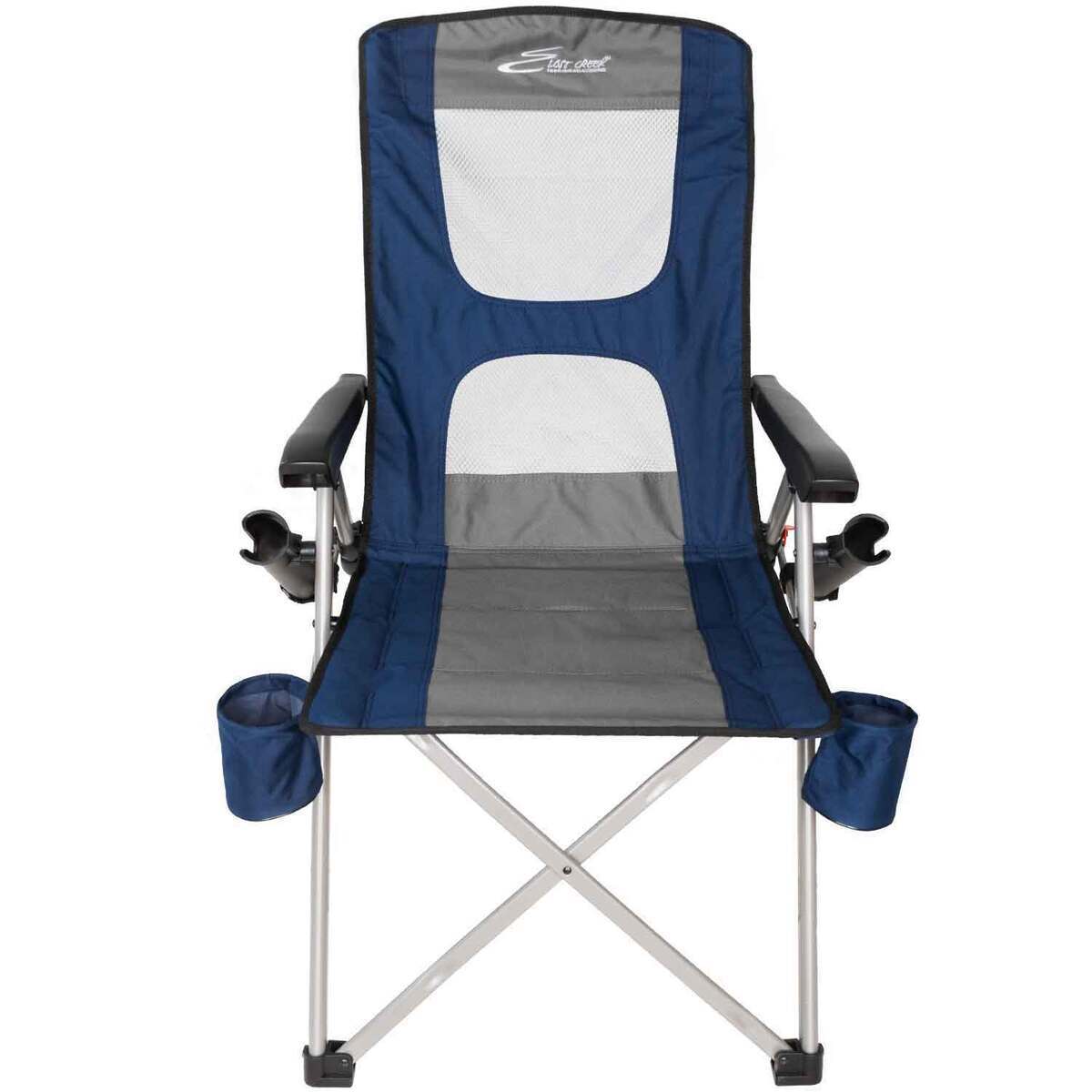 Lost Creek Fishing Chair with Rod and Drink Holder - Blue/Grey Lost Creek Fishing Chair with Rod and Drink Holder - Blue/Grey