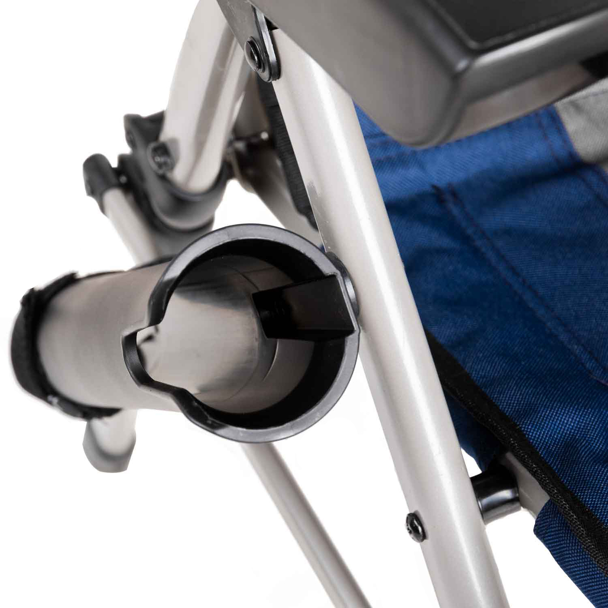 Lost Creek Fishing Chair with Rod and Drink Holder - Blue/Grey Lost Creek Fishing Chair with Rod and Drink Holder - Blue/Grey