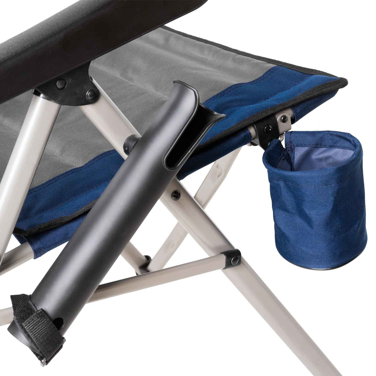 Lost Creek Fishing Chair with Rod and Drink Holder - Blue/Grey Lost Creek Fishing Chair with Rod and Drink Holder - Blue/Grey