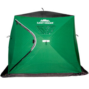 Lost Creek Gale Force 4-Man Wide Bottom Thermal Hub Ice Fishing Shelter - Green