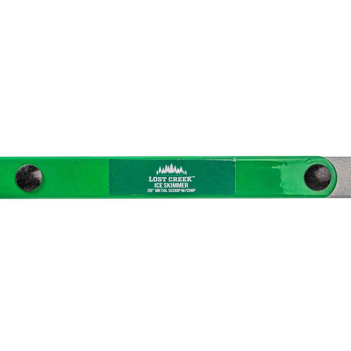 Lost Creek Metal Ice Skimmer with Chipper Ice Fishing Accessory - Black/Green - Red/Silver Lost Creek Metal Ice Skimmer with Chipper Ice Fishing Accessory - Black/Green - Red/Silver