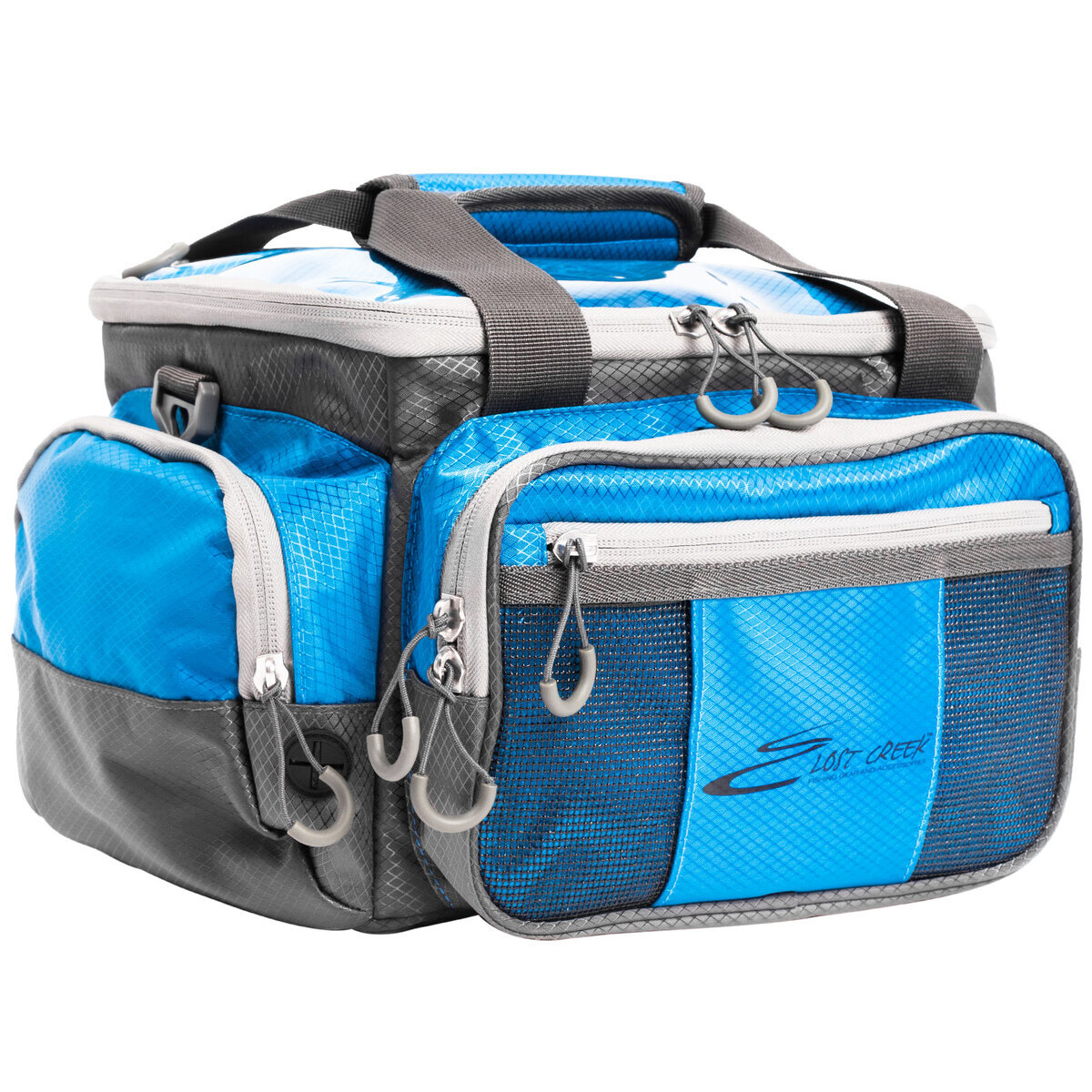 blue soft tackle box LUNKERBAG Storage System Customizable compartments Lost Creek Soft Tackle Bag