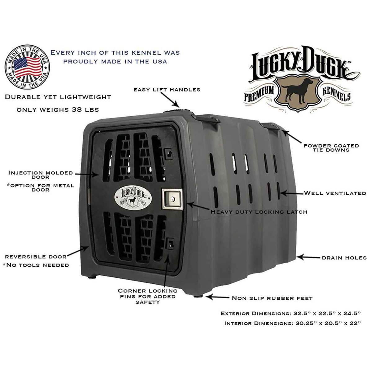 Lucky Duck Intermediate Dog Kennel - Gray Medium Lucky Duck Intermediate Dog Kennel - Gray Medium