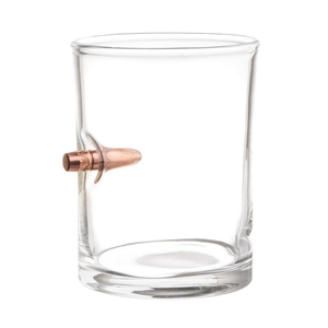 Lucky Shot .308 Real Bullet Handblown Whiskey Glass