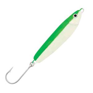 Luhr Jensen Cripple Herring Jigging Spoon - Nickel/Neon Green Back, 1oz, 3in