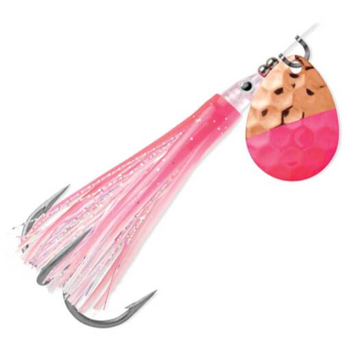 Luhr Jensen Spin 3.5 Flash Hoochie Skirt Inline Spinner - Gold White Pearl Orange - Luhr Jensen