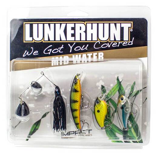 Lunkerhunt Impact Series Combos Hard Bait – Shad/Jumbo/ Shock YellowithDark Knight