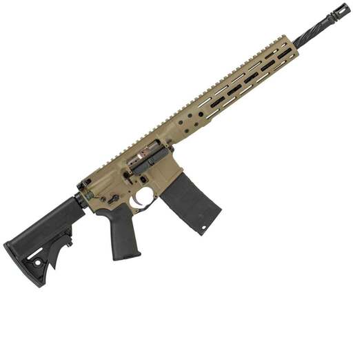 LWRC Individual Carbine 5.56mm NATO 16.1in Flat Dark Earth Anodized Semi Automatic Modern Sporting Rifle - 30+1 Rounds - Tan image