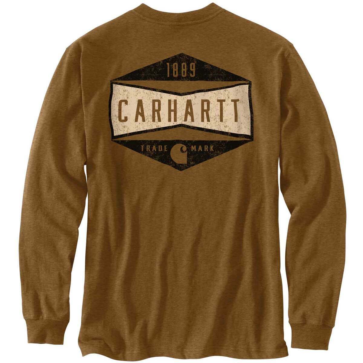 Carhartt Men's Relaxed Fit Sleeve Logo Long Sleeve Shirt - Brown - M - Brown M Carhartt Men's Relaxed Fit Sleeve Logo Long Sleeve Shirt - Brown - M - Brown M