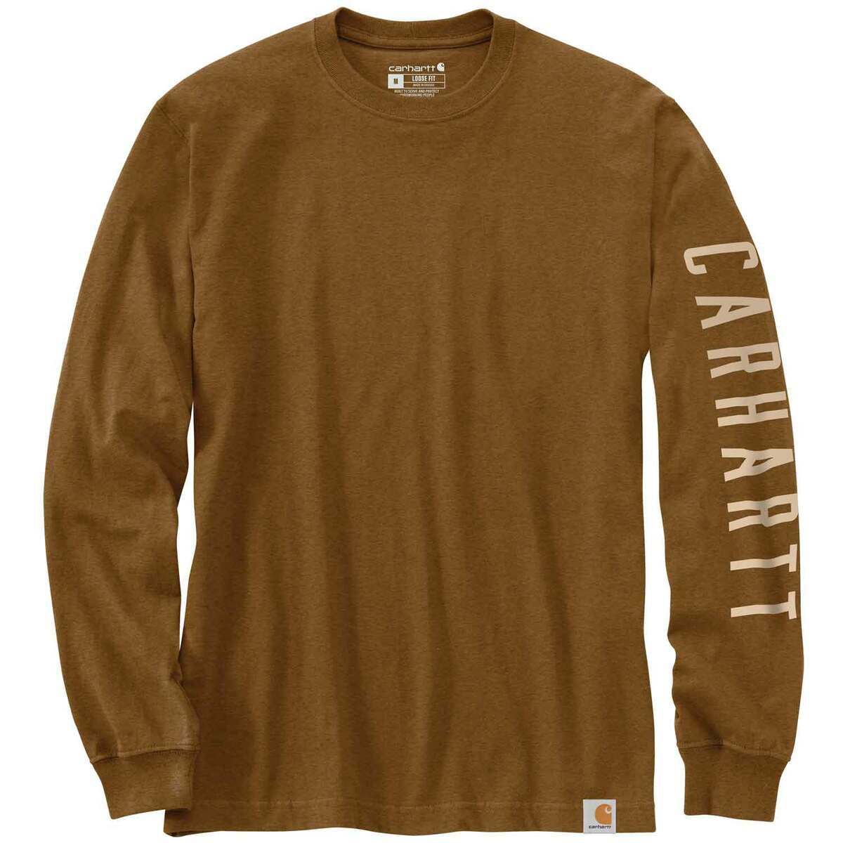 Carhartt Men's Relaxed Fit Sleeve Logo Long Sleeve Shirt - Brown - M - Brown M Carhartt Men's Relaxed Fit Sleeve Logo Long Sleeve Shirt - Brown - M - Brown M
