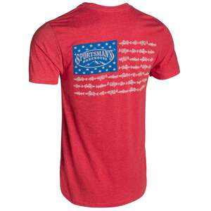 Sportsman's Warehouse Men's Stars And Fish Short Sleeve Casual Shirt - Red Heather - L