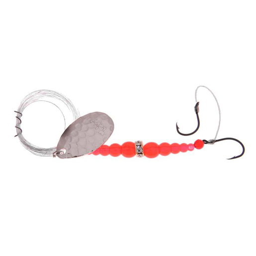 Macks Double Whammy Classics Inline Spinner - Hammered Nickel Blades/Flo Chartreuse/Flo Orange 6