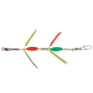 Macks Hot Wings Lake Troll - Chartreuse Sparkle/Flame Mirror Blade, 2-Blade, 6in