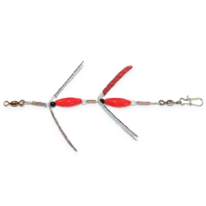 Macks Hot Wings Lake Troll - Silver Sparkle/Red Scale Blade, 2-Blade, 6in
