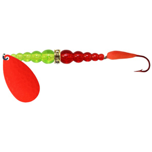 Macks Kokanee Killer Trolling Harness - Chartreuse/Ruby Beads/Red Blade, 48in, Size 6