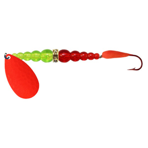 Macks Kokanee Killer Trolling Harness - Chartreuse/Ruby Beads/Red Blade, 48in, Size 8