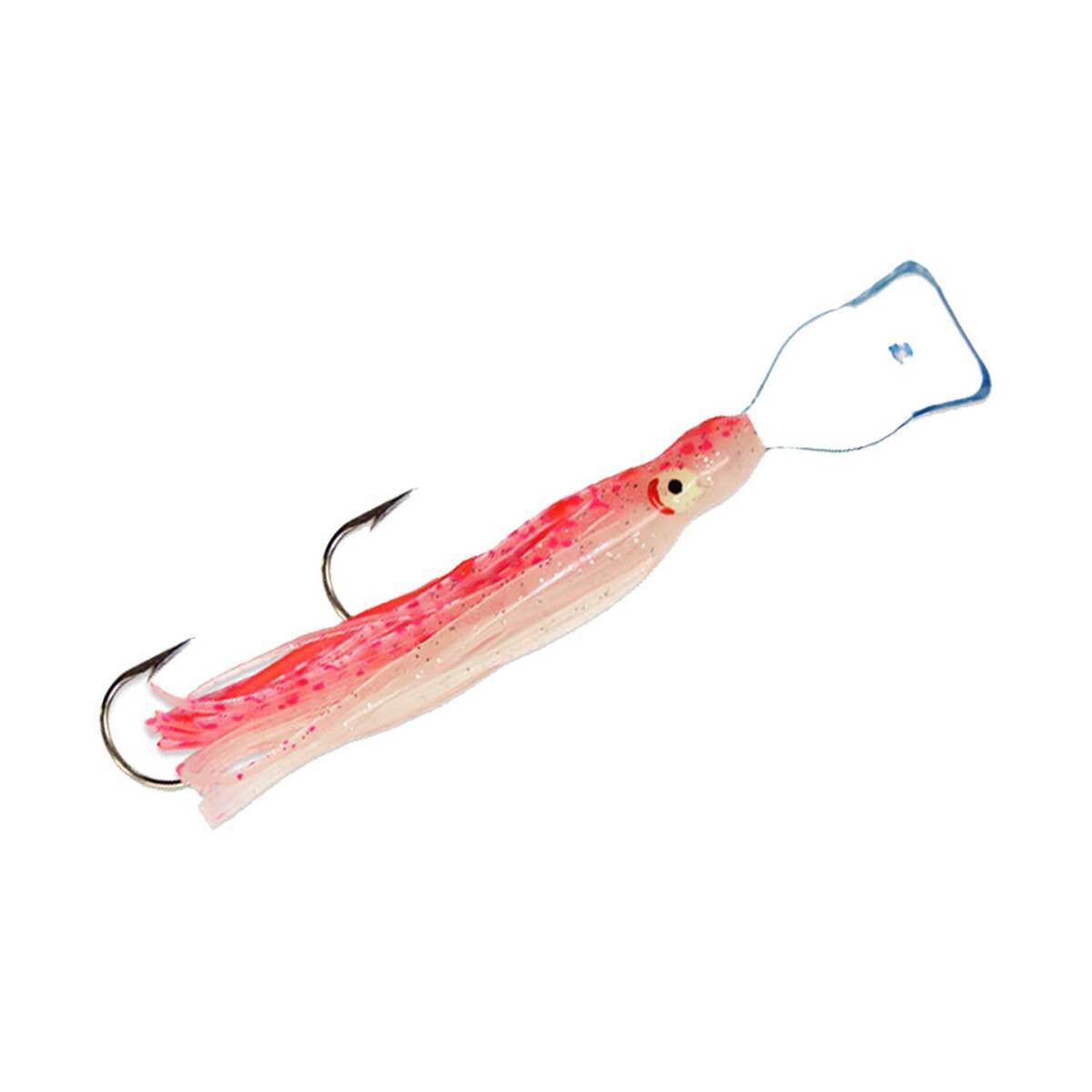 Macks Lure Wiggle Hoochie Rigged Squid Skirt - Pink UV Spatter, 4.5in