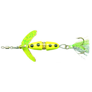 Macks Promise Keeper Rigged Inline Spinner - Chartreuse Sparkle Blade/Chartreuse Black Dot, 1/8oz, 48in