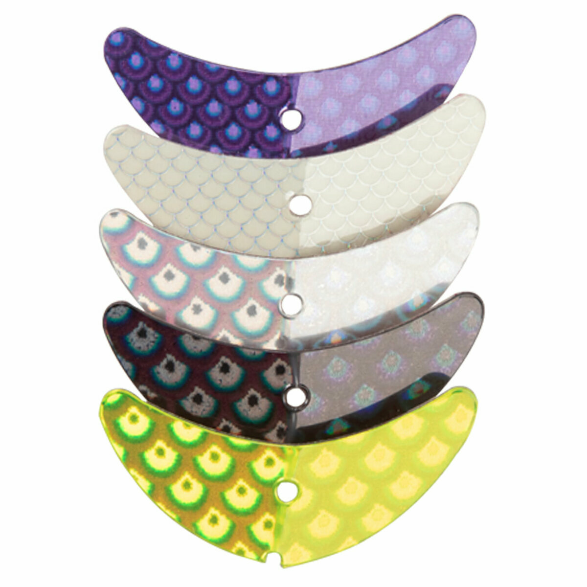Macks Smile Blades Lure Component - Silver/Copper/Purple/Red/Chartreuse, 1-9/10in - Silver/Copper/Purple/Red/Chartreuse Macks Smile Blades Lure Component - Silver/Copper/Purple/Red/Chartreuse, 1-9/10in - Silver/Copper/Purple/Red/Chartreuse