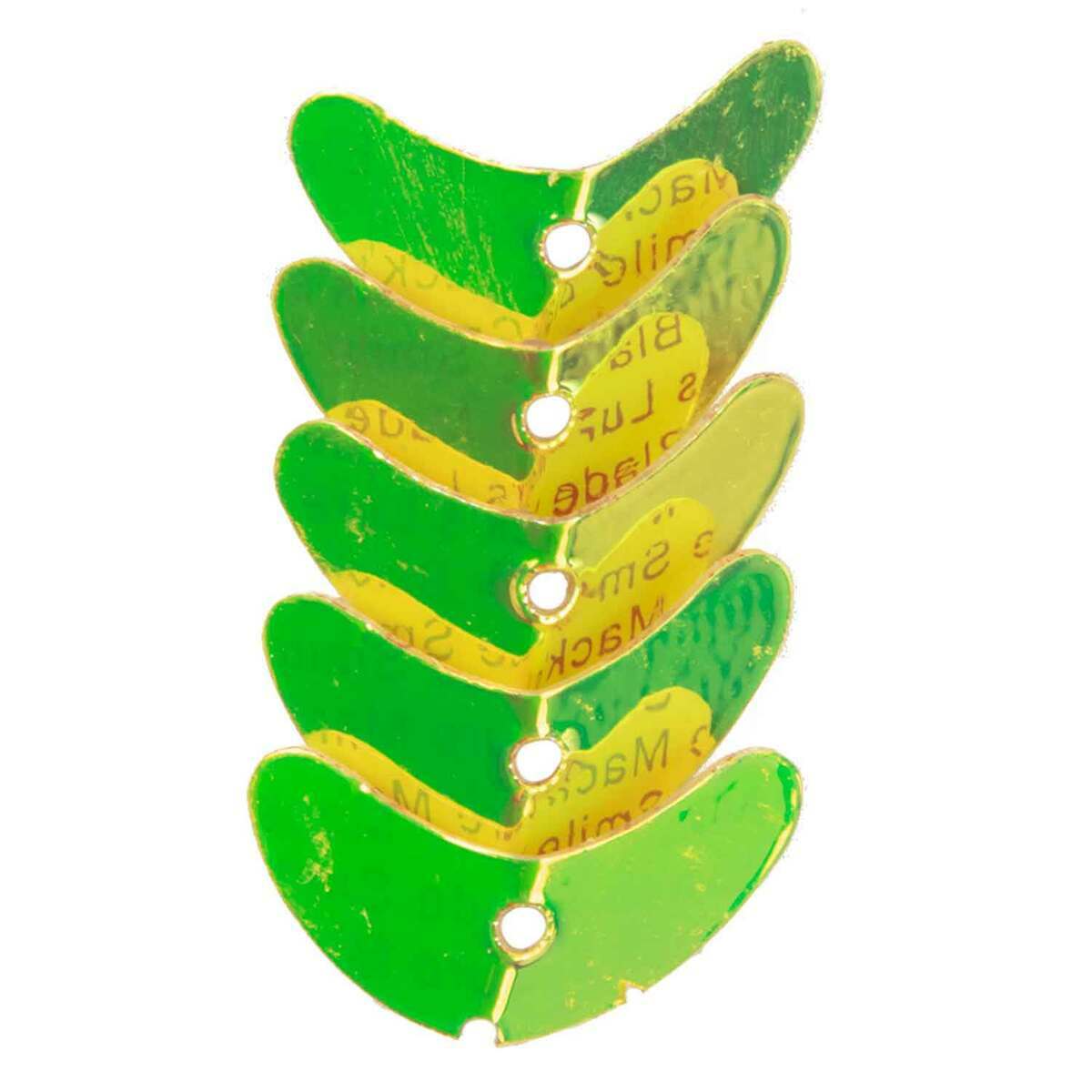 Macks Smile Blades Lure Component - UV Lemon Lime/Mirror Pattern, 1-1/10in - UV Lemon Lime/Mirror Pattern Macks Smile Blades Lure Component - UV Lemon Lime/Mirror Pattern, 1-1/10in - UV Lemon Lime/Mirror Pattern