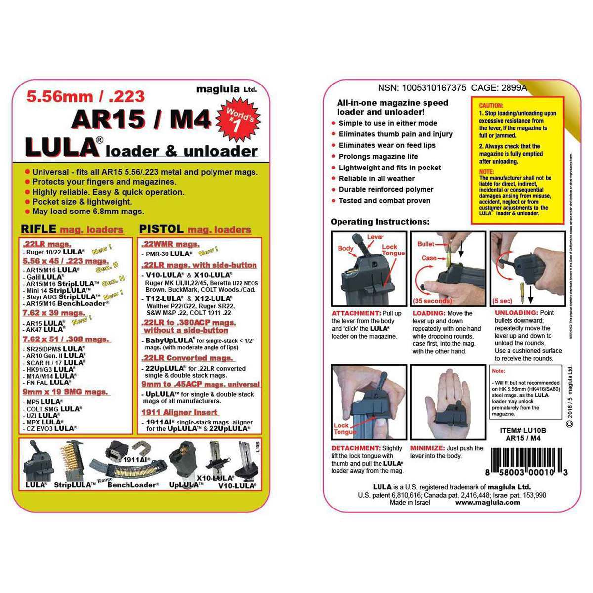 Maglula LULA Green AR-15 5.56mm NATO/223 Remington Speedloader And Unloader Maglula LULA Green AR-15 5.56mm NATO/223 Remington Speedloader And Unloader