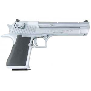Magnum Research Desert Eagle L5 With Hogue Grip 44 Magnum 5in Chrome/Black Pistol - 8+1 Rounds