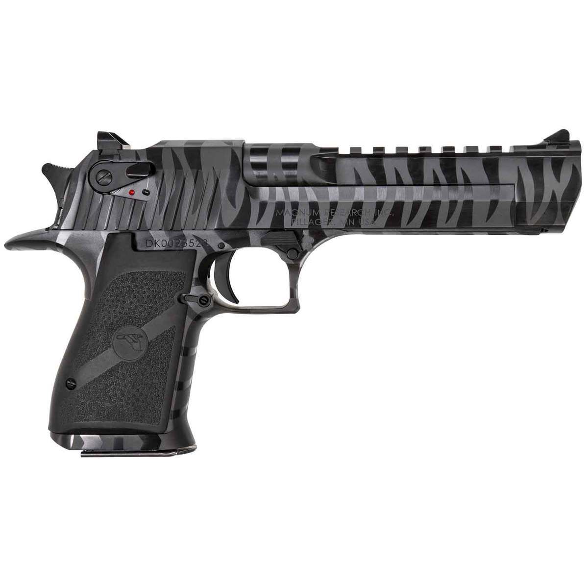 Magnum Research Desert Eagle Mark XIX 50 Action Express 6in Black with Tiger Stripes Pistol - 7+1 Rounds Magnum Research Desert Eagle Mark XIX 50 Action Express 6in Black with Tiger Stripes Pistol - 7+1 Rounds