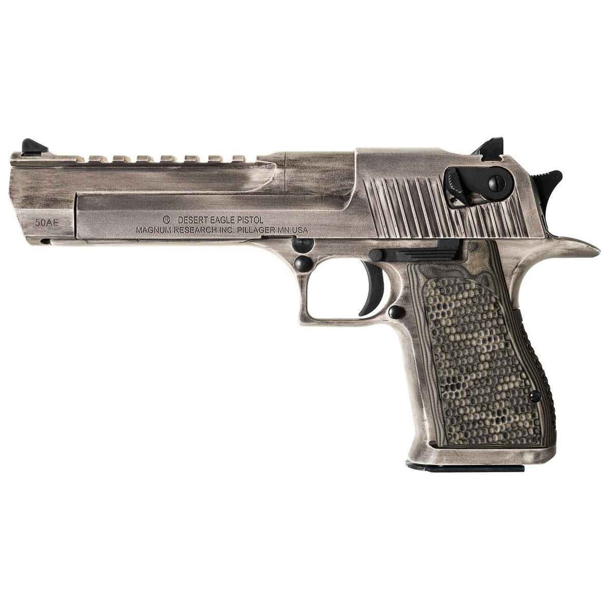 Magnum Research Desert Eagle Mark XIX 50 Action Express 6in White Matte Distressed Pistol - 7+1 Rounds Magnum Research Desert Eagle Mark XIX 50 Action Express 6in White Matte Distressed Pistol - 7+1 Rounds