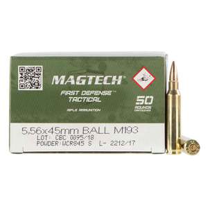 Magtech First Defense 5.56mm NATO 55gr FMJ Rifle Ammo - 50 Rounds