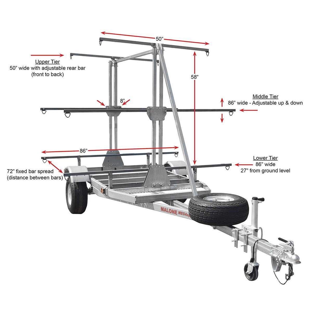 Malone MegaSport Outfitter 3-Tier Trailer - 14.5ft Malone MegaSport Outfitter 3-Tier Trailer - 14.5ft