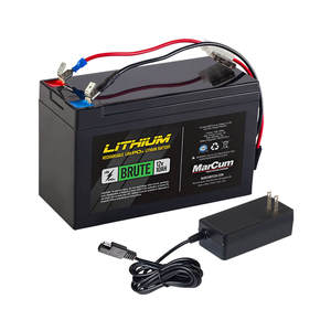 MarCum Lithium 12V 10AH LIFEPO4 Brute Battery and 3 Amp Charger Kit