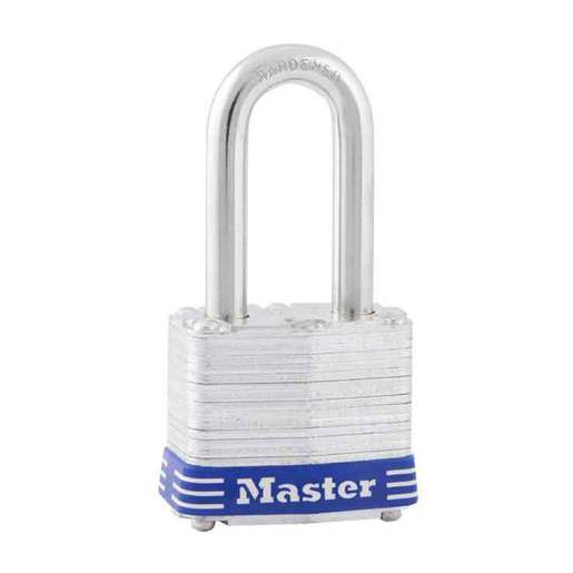 Master Lock Model No. 3DLF 1-9/16in (40mm) Wide Laminated Steel Pin Tumbler Padlock with 1-1/2 (38mm) Shackle - Silver - Master Lock