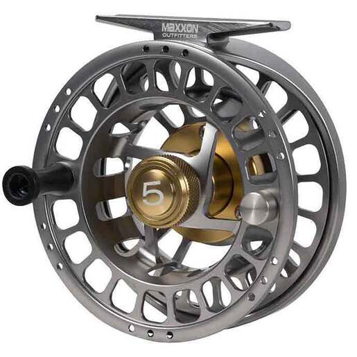 Maxxon Outfitters SDX Traxx Fly Fishing Reel – Silver/Gold Large