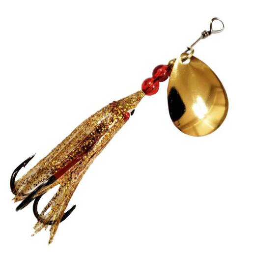 McOmie's Salmon Colorado Spinner withHoochie - 24kt Gold 1