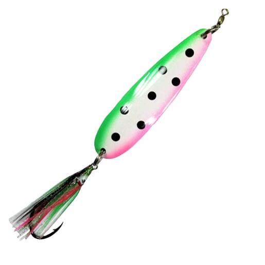 McOmie's Salmon UV Spoon with Hoochie Casting Spoon - Watermelon 5/0