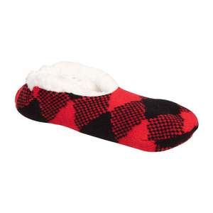 Sof Sole Women's Fireside Plaid Footie Slippers - Red - M