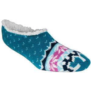 Sof Sole Women's Fireside Fairisle Cuff Winter Slipper Socks - Blue - One Size Fits Most