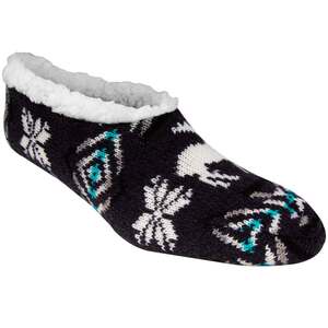 Sof Sole Women's Fireside Stripe Moose Winter Slipper Socks - Black - M