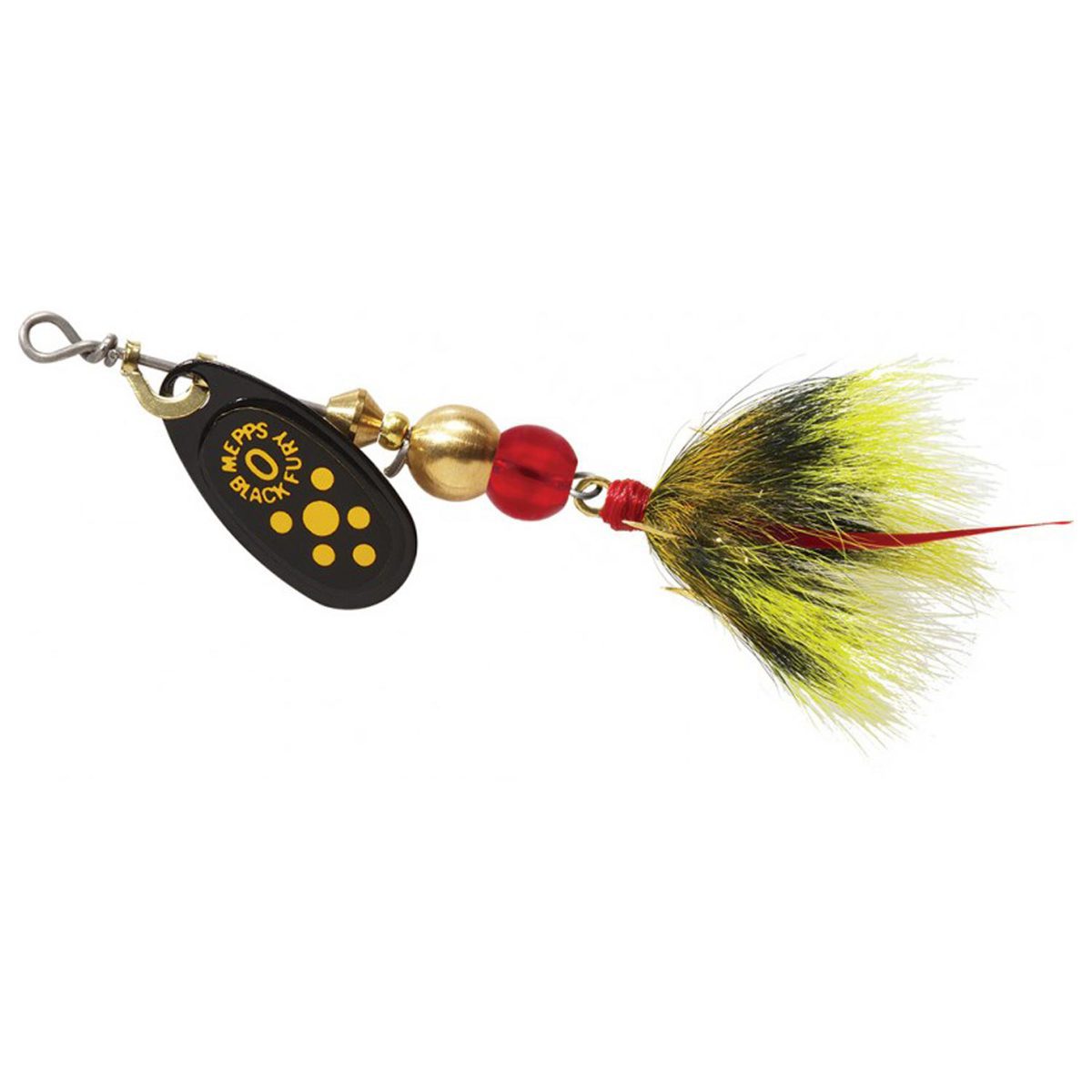 Mepps Dressed Black Fury Inline Spinner - Yellow Dot, 1/8oz | Sportsman ...