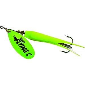Mepps Flying C Inline Spinner - Hot Chartreuse Blade and Sleeve, 7/8oz